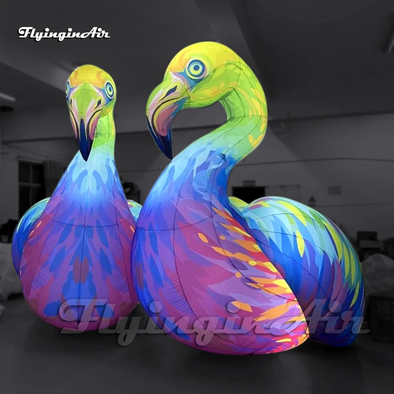 Colorful 3m Giant Inflatable Flamingo Balloon with LED Light for Park Animal Themed Decorations