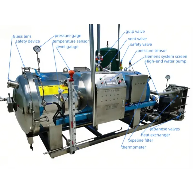 Industrial high-capacity canned food autoclave, fire canning pot, one ton per hour