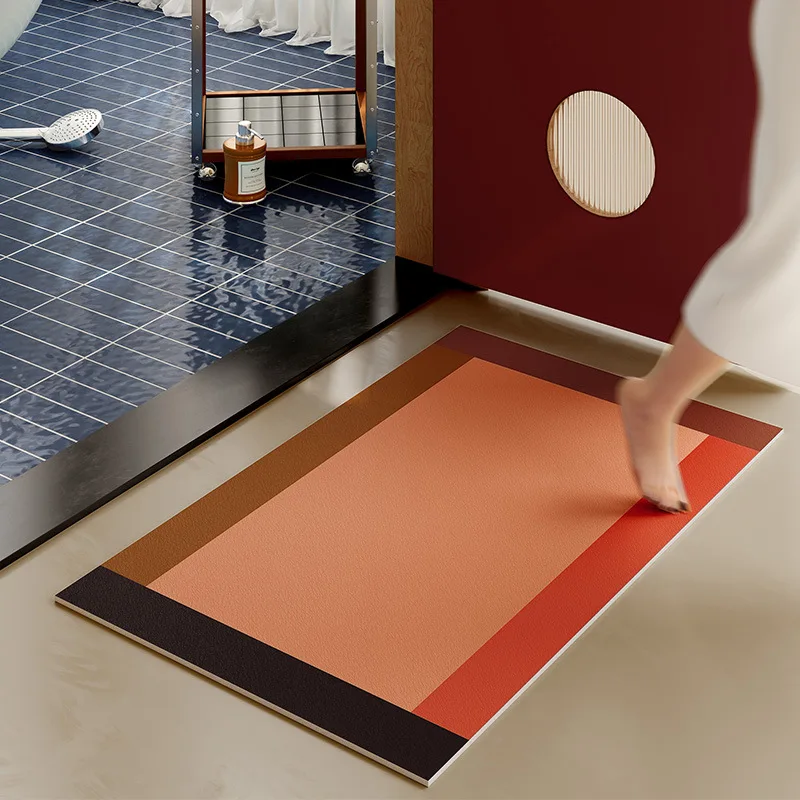 

American Retro Diatom mud Bathroom Mat Absorbent Non Slip Fast Drying Soft Floor Mat for Bathroom Laundry Bedroom Kitchen
