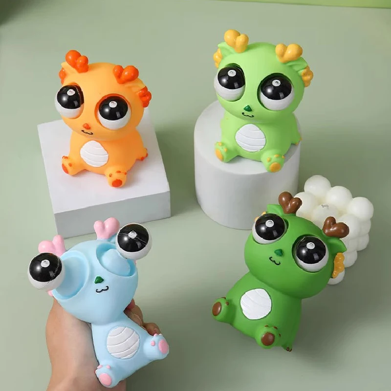 Creative Explosive Eye Dragon Trick Decompression Kids Toy Cartoon Staring Eye Little Dragon Doll Dragon Year Mascot Ornament