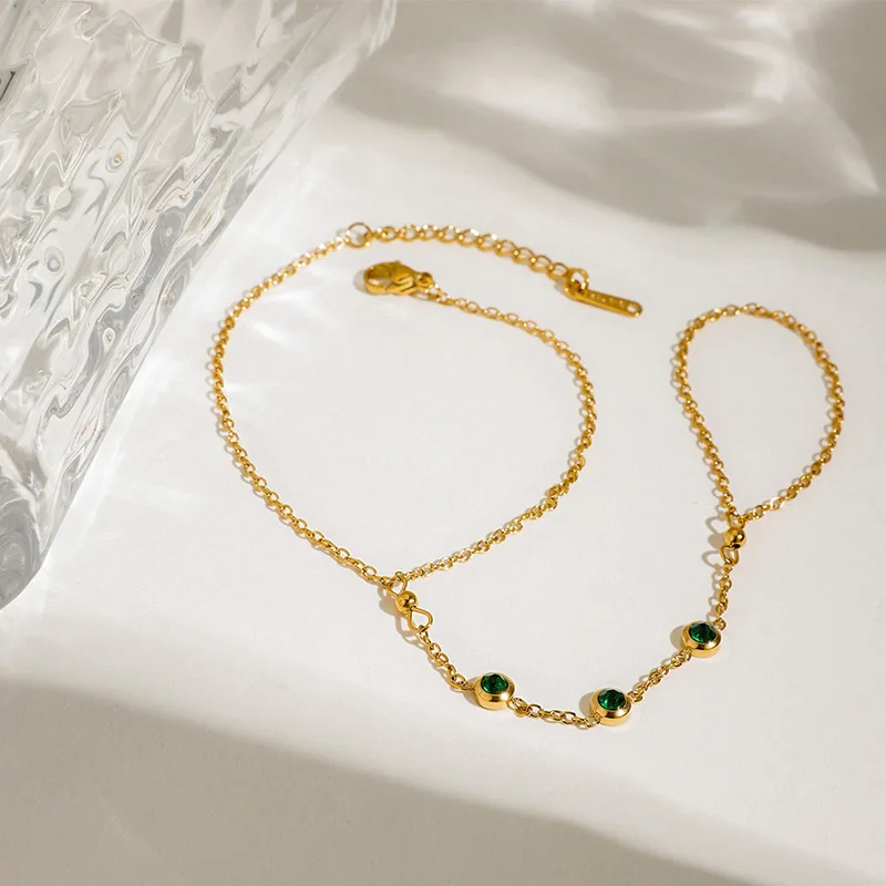 PRISCA | New Stainless Steel Zircon Beads Back of Hand Chain Finger Bracelet Fashion Chic Sexy Jewelry Waterproof