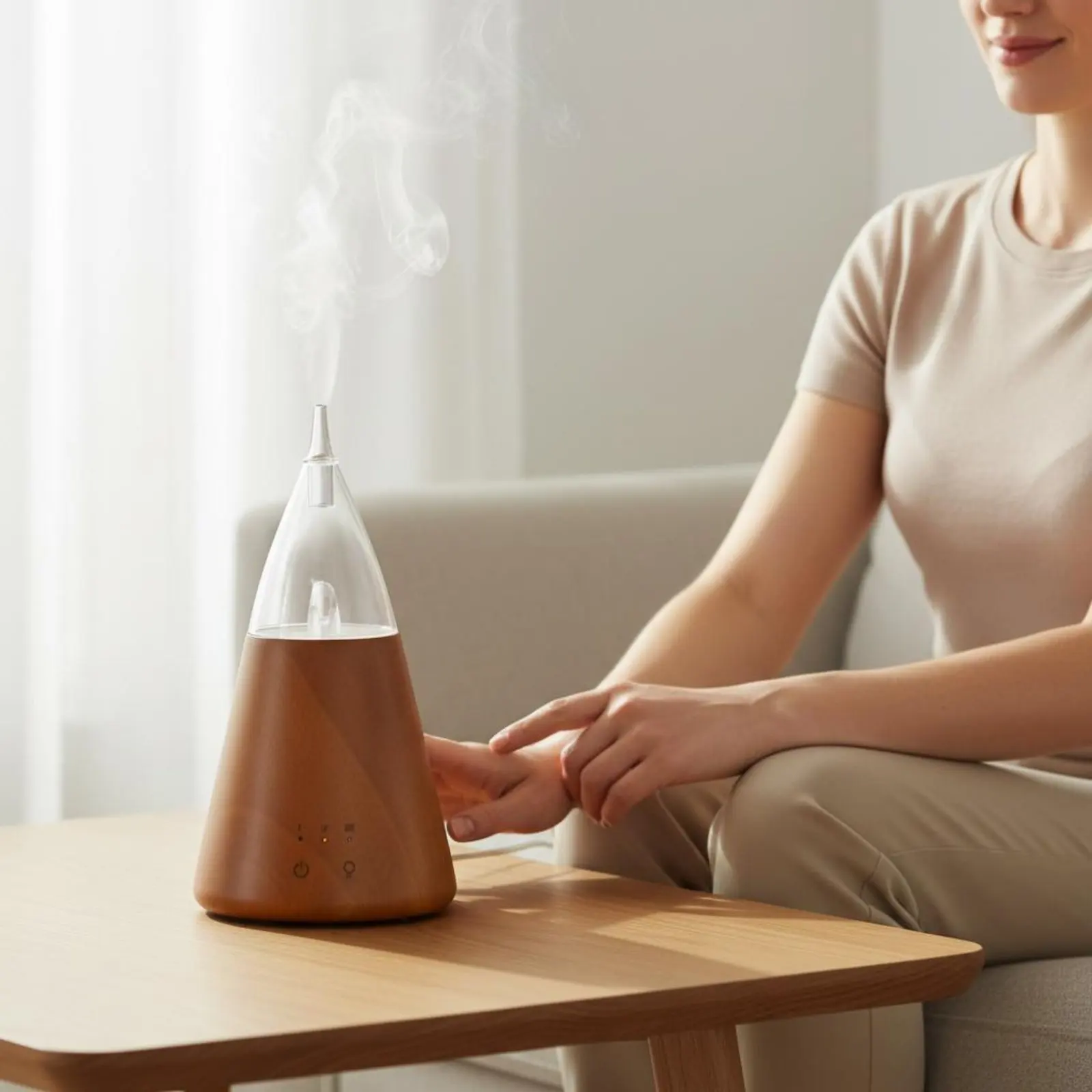 Waterless Essential Oil Dispenser Adjustable Spray & Timer Nebulizing Dispenser Portable Oil Fragrance Disperser Ambient Night