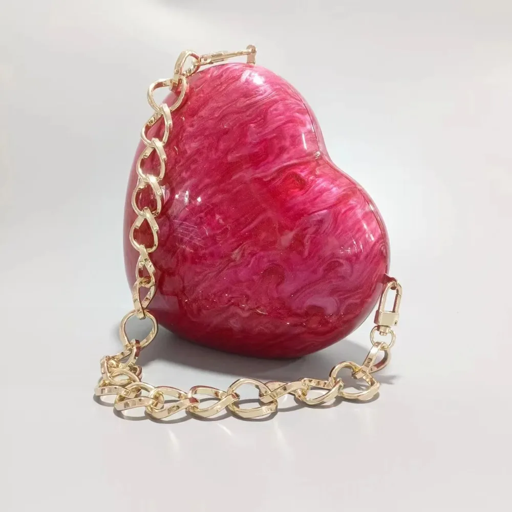 Ladies Style Fashionable Heart-shaped Acrylic Evening Handbag Single Shoulder Crossbody for Banquet Elegant and Modern Design