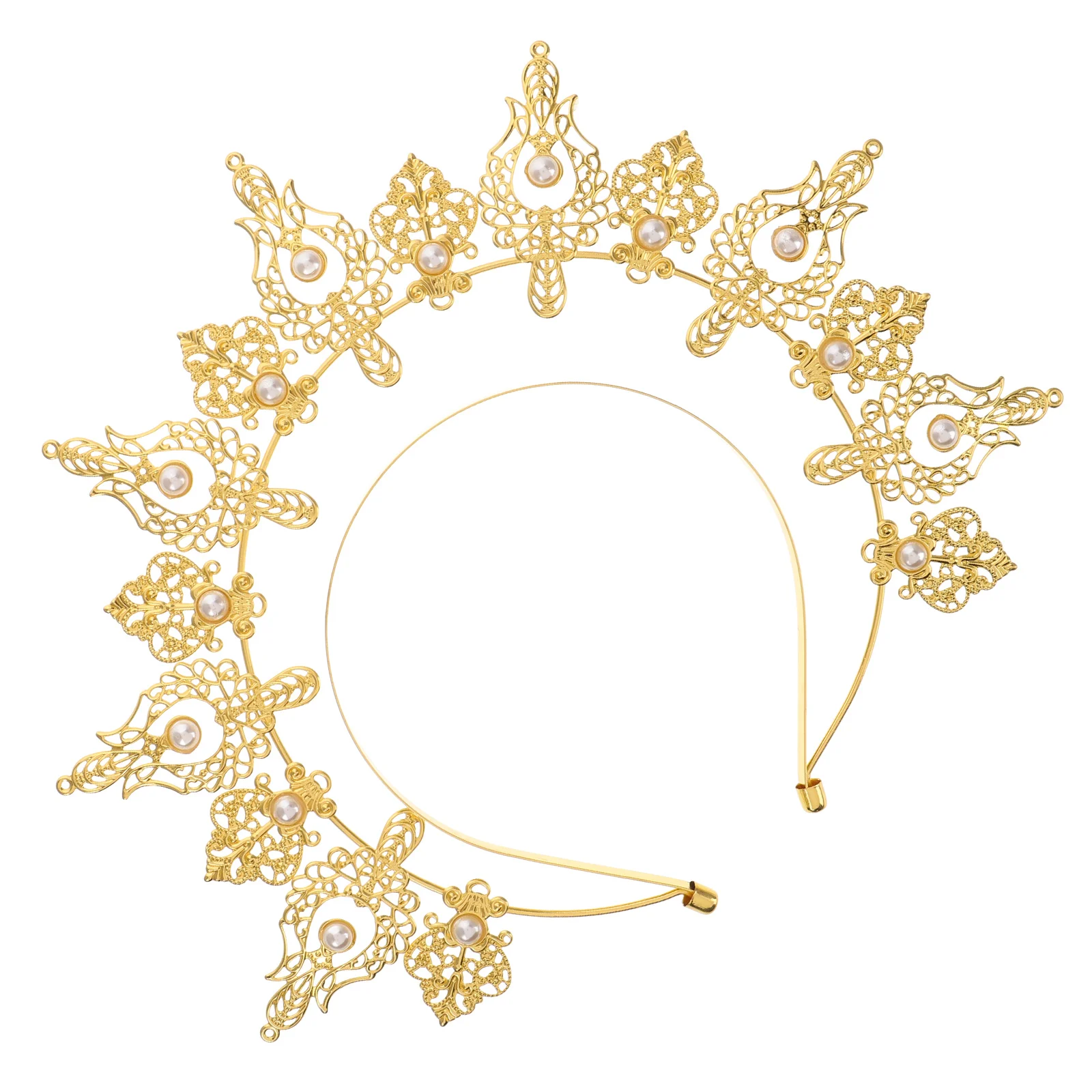 

Luxury Pearl-Embellished Crown Headband for Bride Bridesmaid Wedding Prom Night Festival Angel Costume Hair Accessory Elegant