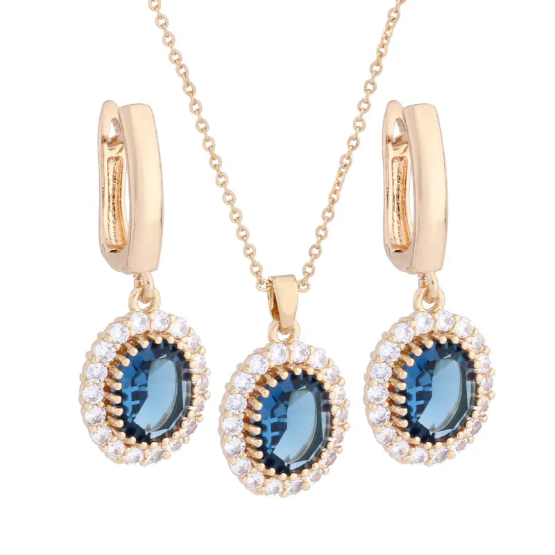 2024 New Luxury Necklaces And Earrings Set With High Quality Natural Zircon Vintage Earrings Gold Color Elegant Earrings Sets