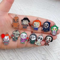 10pcs Halloween Skull Charm for Jewelry Making Enamel Necklace Earring Pendant Diy Supplies Craft Accessories Silver Plated