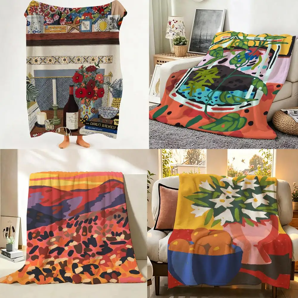 Artist Modern H-Hilary Pecis Throw Flannel Throw Blanket Suitable warm for Sofa、Living Room、Bedroom soft