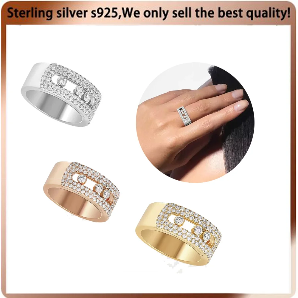 Pure silver S925 inlaid diamond ring luxurious and noble party personalized gift commemorative day jewelry