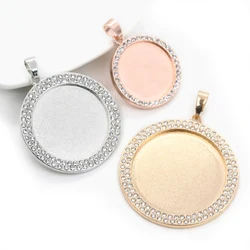 New Fashion 5pcs 20mm 25mm 30mm Inner Size Rhodium Rose Gold KC Gold Plated Rhinestone Cabochon Base Setting Charms Pendant