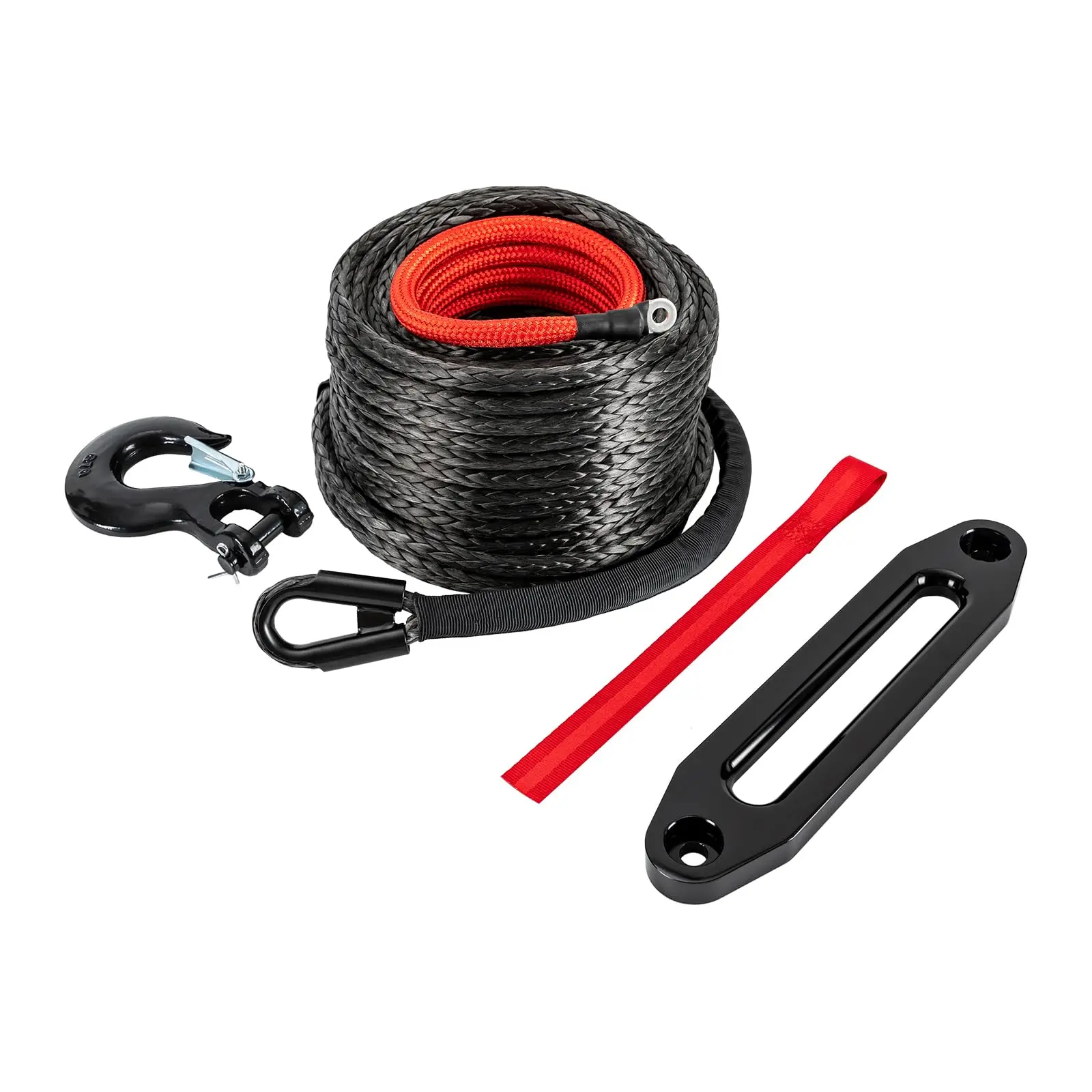 حبل ونش صناعي بطول 3/8 بوصة × 100 قدم مع خطاف - قوة كسر 23,809 رطل - كابل ونش مع أكمام واقية - استعادة سحب السيارة #1