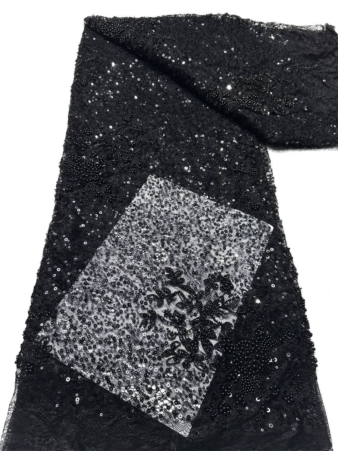 

Черная французская кружевная ткань с бисером, 2025 г., высококачественная кружевная африканская сетчатая кружевная ткань с вышивкой блестками, кружево для свадебных платьев