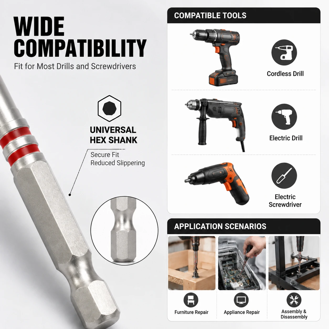 Magnetic Tower Shape Hex Screwdriver Bit 1/4