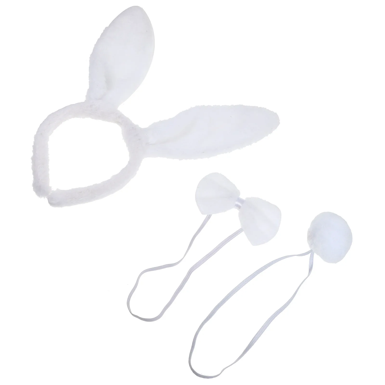 1Set Rabbit Ear Headband Set Premium Material Lightweight Party Hair Hoop Rabbit Nose Tail Cosplay Party Supplies