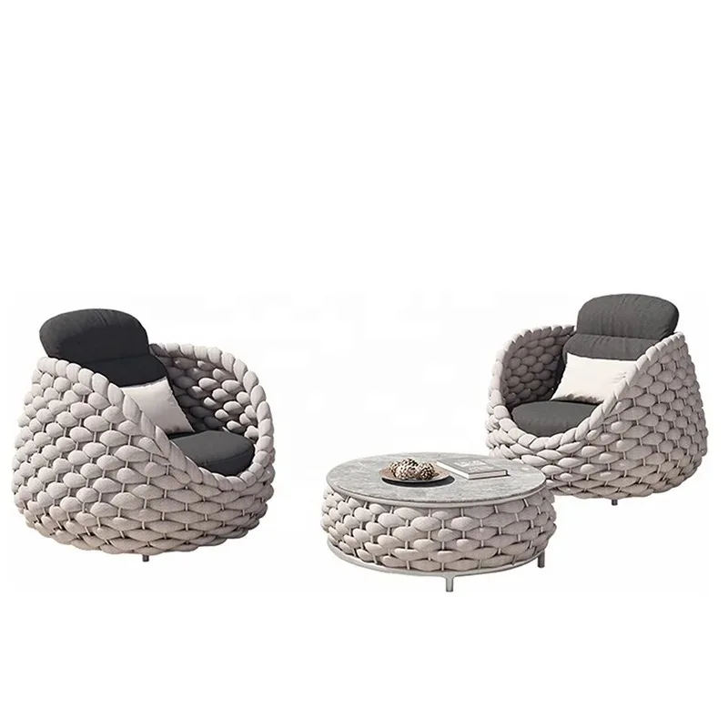 

Custom Outdoor Waterproof Rattan Sofa Garden Set Sunscreen Teak Furniture For Leisure Villa Courtyard Combination Use