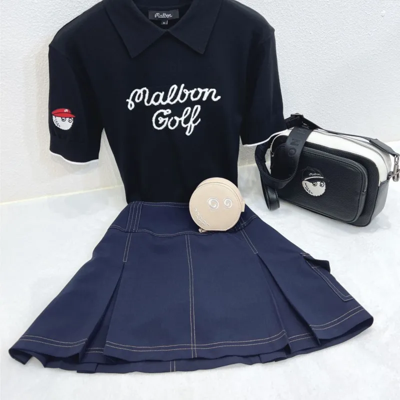 Women's Golf A-line Pleated Ruffle Short Mini Denim Skirts With Shorts