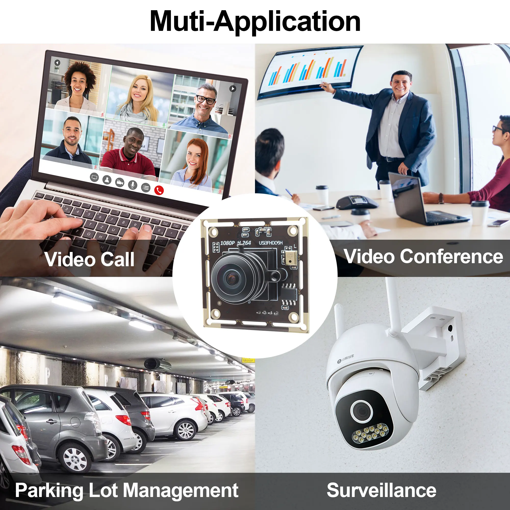 Módulo de cámara USB ELP de 2MP, poca luz 0.01Lux, H.264, ojo de pez gran angular, con micrófono, para sistemas industriales, PC Windows Mac