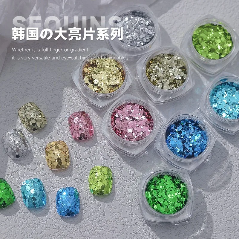 Internet Celebrity Korean BigSequinsFlashing Nail Accessories Fresh Fruit Green Mermaid Princess Fine Glitter Patch Nail Sequins