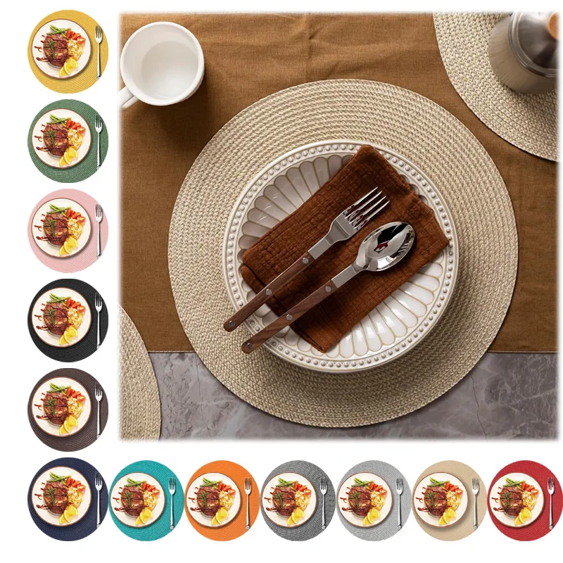

New 1pc Round Braided Placemats 38CM Table Mats,Washable Not Easily Displaced for Dining Tables Table Mats Placemats for Table