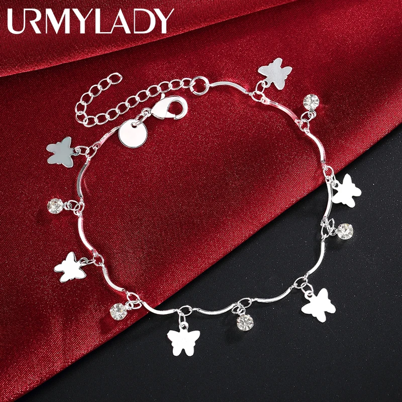 

Charm 925 Sterling Silver Bracelets for Women zircon butterfly Chain elegant Fashion Wedding Party Christmas fine Jewelry