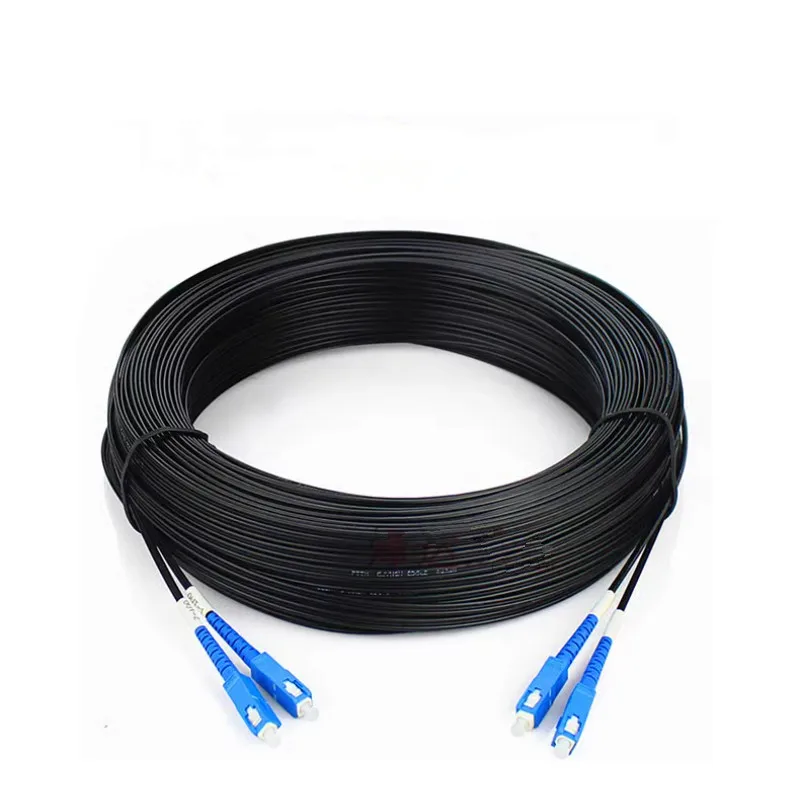 Optical Fiber Indoor Drop Cable, 2 Core, 2 Steel Wire, Patch Cord, SC UPC,LC UPC SingleMode  Jumper,250m/300m