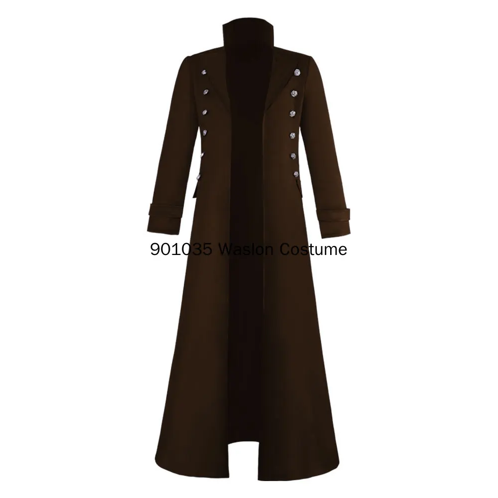 S-3XL Vintage Médiéval Costumes Steampunk Gothique Noir Longue Veste Manteau Vampire Cosplay 7.5 ate Halloween Outfit Hommes Trenchcoat