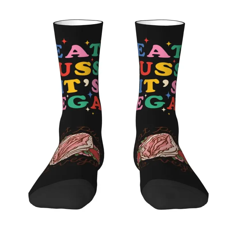 Eat Pussy Its Vegan Mens Crew Socks Unisex Funny Spring Summer Autumn Winter Dress Socks