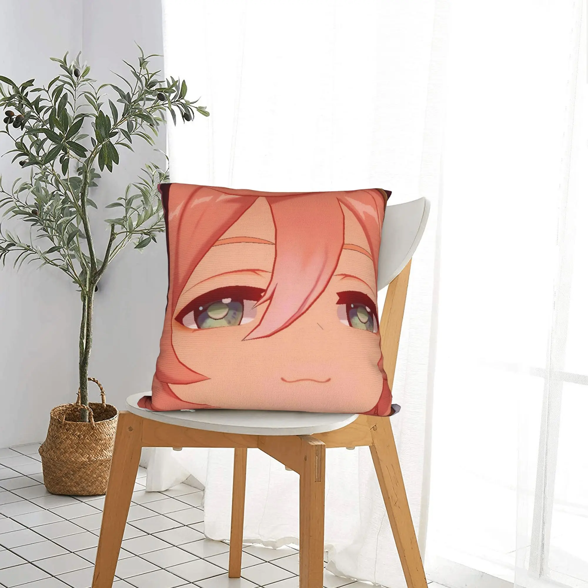 Yanfei Smug Genshin Impact Pillowcase Printed Cushion Cover Decorative Cute Kawaii Kaeya Throw Pillow Case Cover Seat Zippered