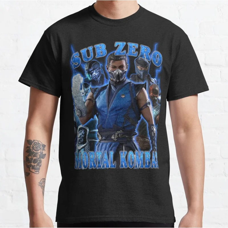 

Sub-Zero 80s retro video game vintage Mortal Kombat Short-sleeve crewneck T-shirt for men Large size Adult Tops S-6xl