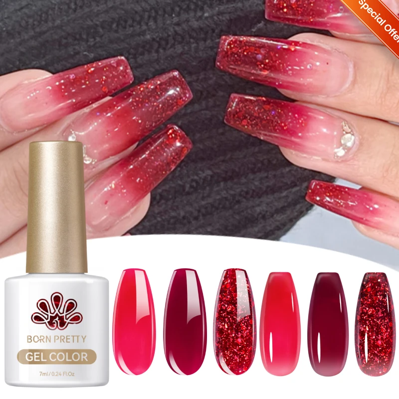 

BORN PRETTY Ruby Regalia Milky Jelly Гель-лак для ногтей Красный Полупрозрачный цвет Soak Off УФ-светодиод Полуперманентный лак DIY Салон