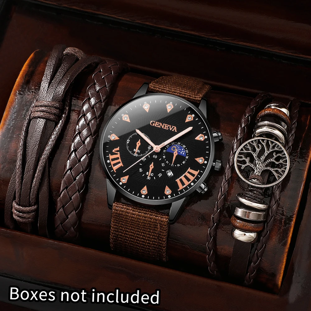 4Pc Men's Quartz Watch, Gifts For Parties, Valentine's Day, New Year's Day, Halloween, And For Friends And Family