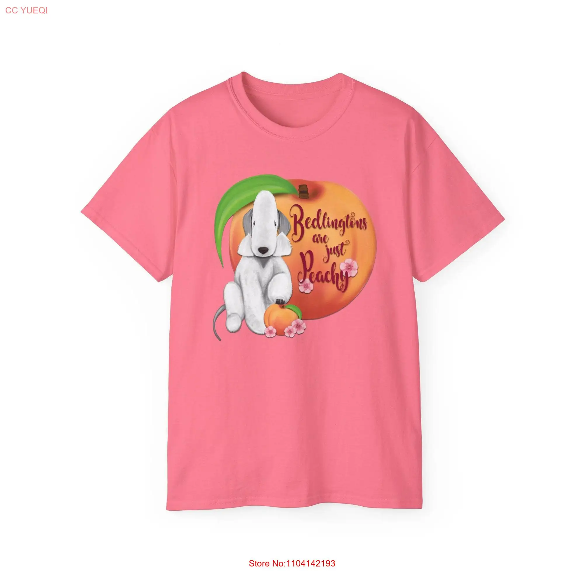 Bedlington Terrier Peachy Logo Ultra Cotton T Shirt long or short sleeves