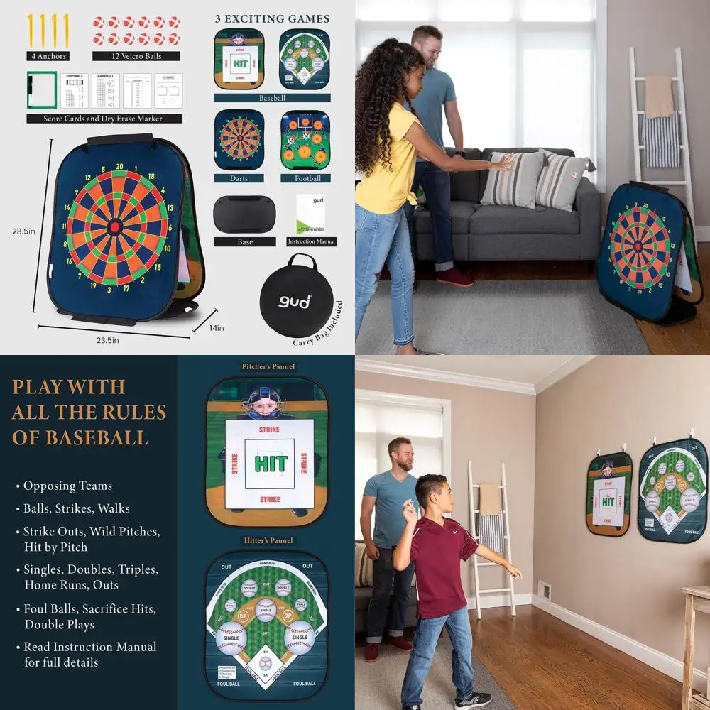

GUD Sports Gifts: Baseball & Darts for All Ages - Ideal for Parties, Tailgates, Indoor & Outdoor Play