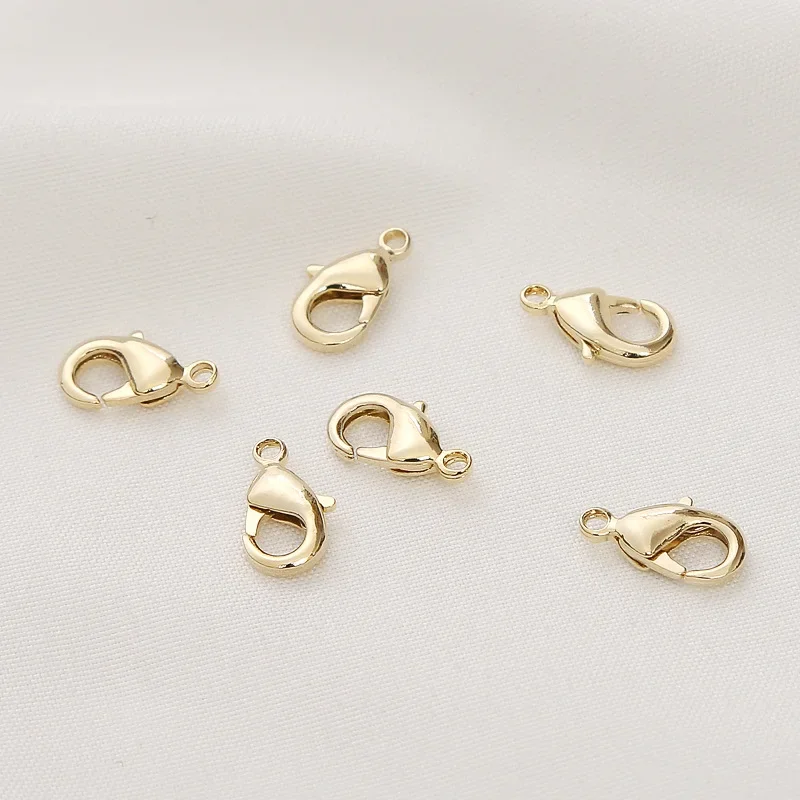 10PCS 20PCS 14k Gold Color Plated 10mm 12mm Lobster clasps for jewelry making handmade DIY bracelets necklace clasp fittings