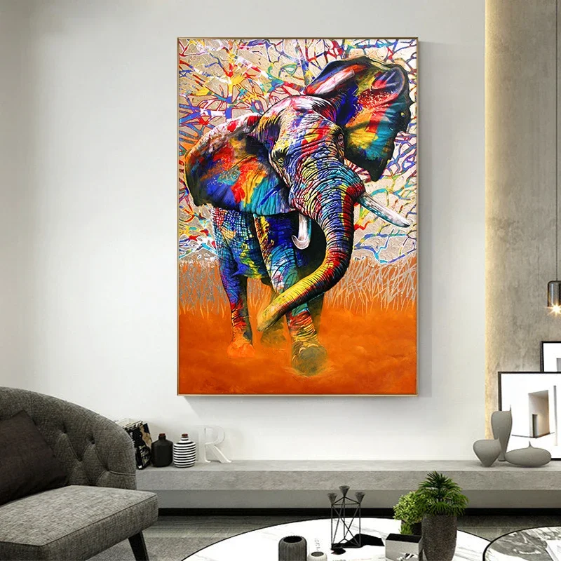 

Handpainted Elephant Oil Painting On Canvas Animal Wall Art Pictures Modern Abstract paintings For Living Room Home Decoration