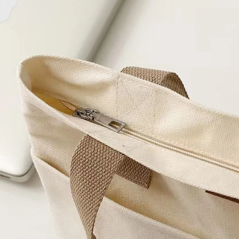 Neue Einkaufstasche mit großer Kapazität Leinwand Einkaufstasche Studenten buch Aufbewahrung tasche Umhängetasche weibliche umwelt freundliche wieder verwendbare Handtaschen – Detail 9