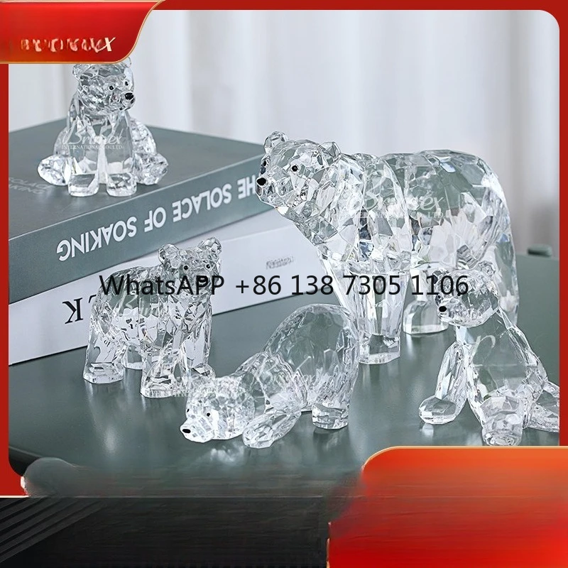 

Transparent Bear Crystal Crafts Desktop Living Room Bar Cafe TV Cabinet Animal Resin Ornament