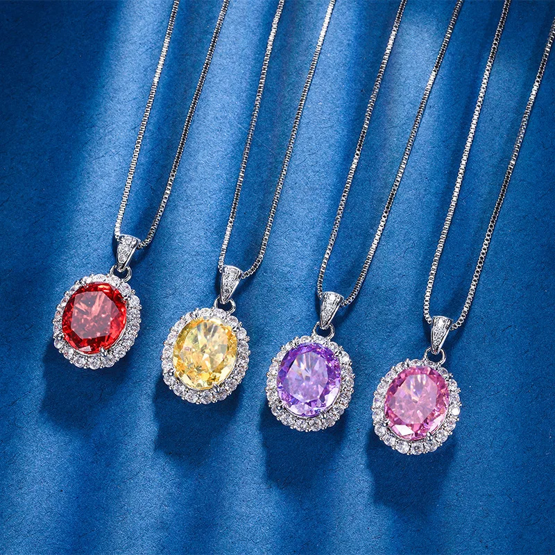 

Jewelry with copper base, gold-plated, high-carbon diamond, ice-cut pigeon egg copper inlay, simple style pendant for women 10*1