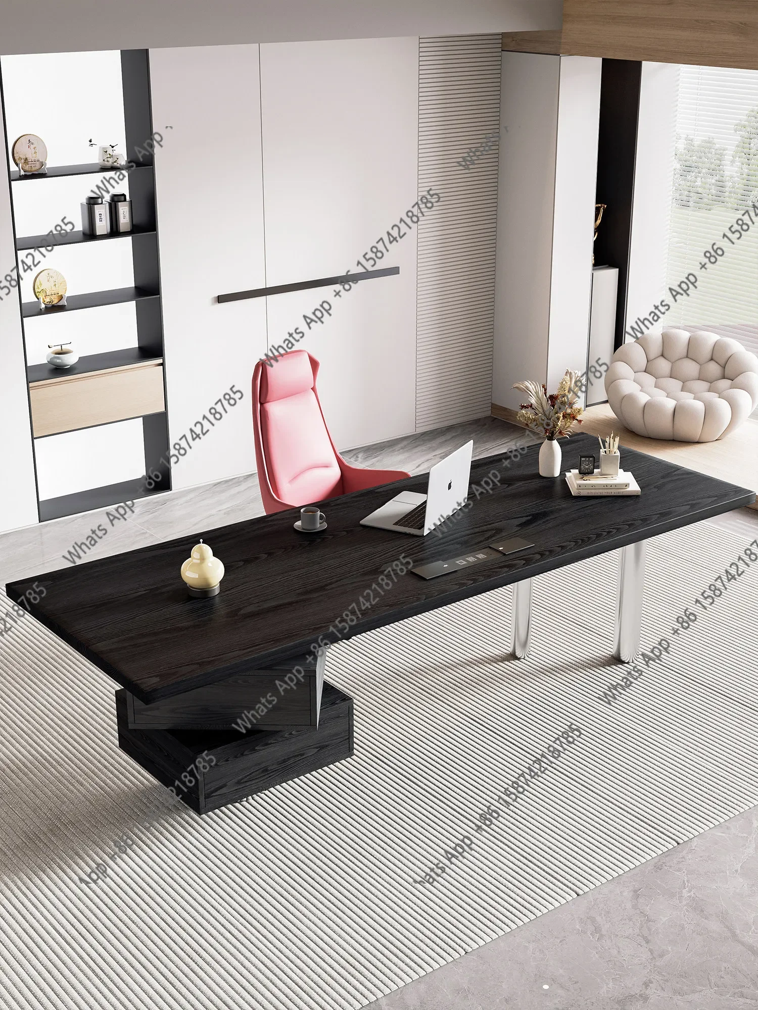 

KK Italian minimalist desk, light luxury, high-end solid wood commercial office computer desk, boss desk, workbench