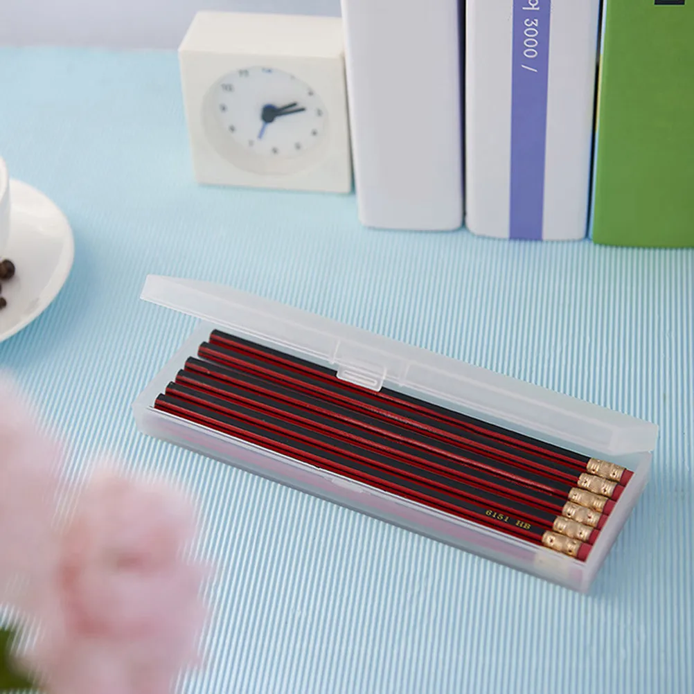 2Pack High Grade Plastic Pencil Case Frosty Transparent Finish Compact Dual Compartment Pen Storage Pouch School Stationery