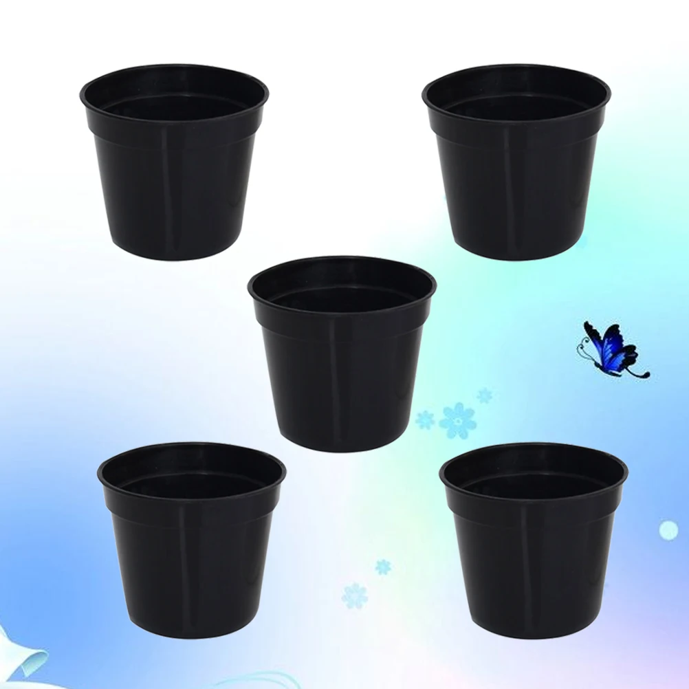 

10PCS Black Small Round Pots Thickening Chunky Basin Deepen Scrub Flower Pot for Herbs Wedding Favors
