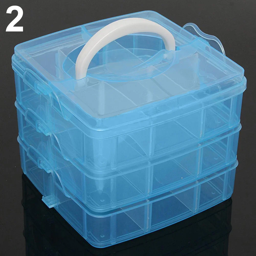 3 Layers 18 Compartments Clear Storage Box Container Jewelry Bead Organizer Case Rangement Cajas organizadoras Plastic box