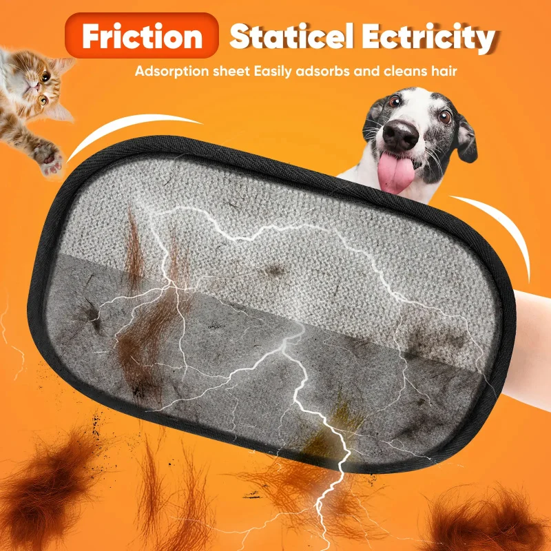 Upgrade Pet Hair Remover Electrostatic Gloves Reusable Cat Dog Hair Removal Mitt for Couch Furniture Carpet Car Seat