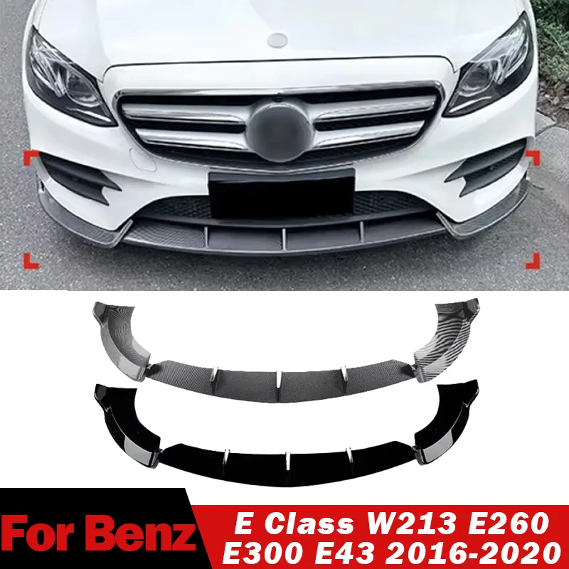 

For Mercedes Benz E Class W213 E260 E300 E43 2016-2020 Front Bumper Lip Diffuser Splitter Shovel Spoiler Modification Body Kit