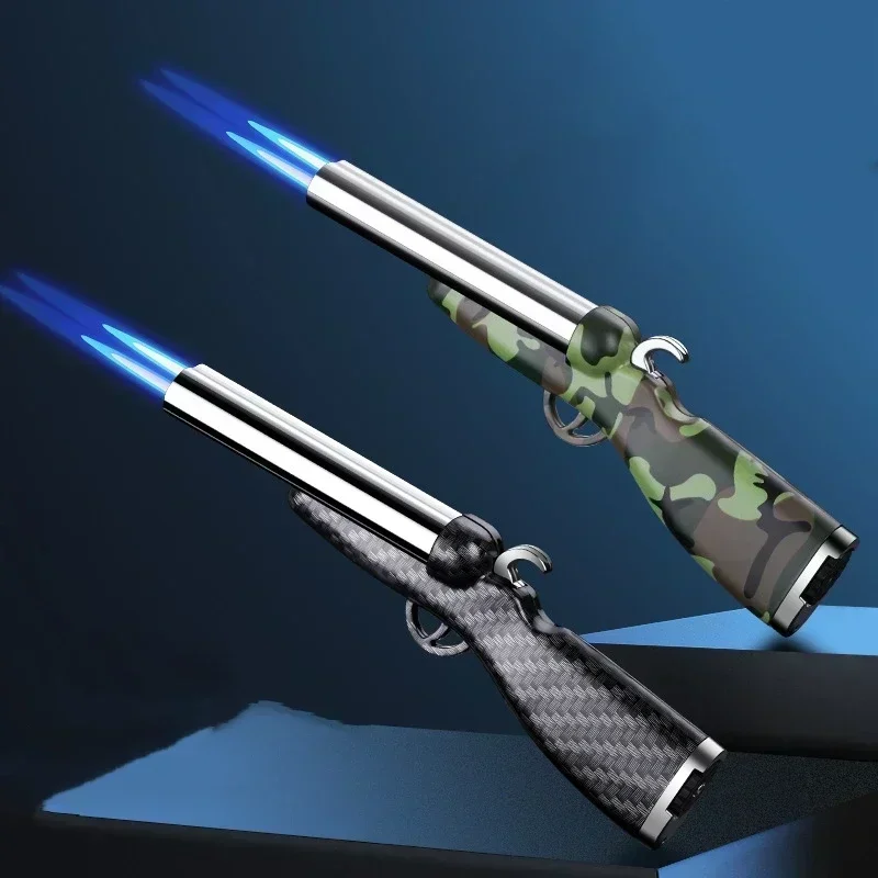 

Mini Torch Lighter Double-barreled Shotgun Style Windproof Jet Flame Cigarette Lighter Butane Lighters Smoking Accessories