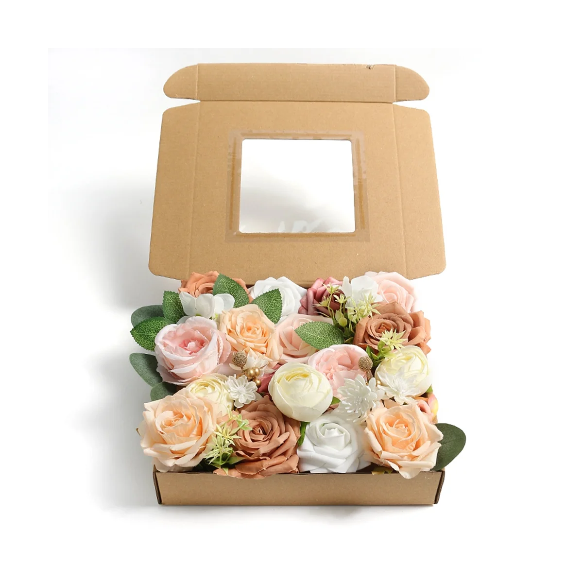 ネックレス付きグラデーションカラーフラワーリーフ、コンボボックスセット、DIYウェディングパーティー、ホームデコレーション