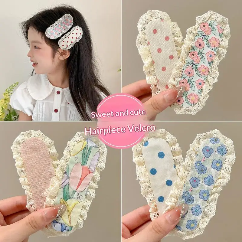 (BF06)2Pc No Damage Frizz Control Hair Clips Cute Children's Hair Magic Tape Girl's Sweet Lovely Hair Styling For Back Of Head