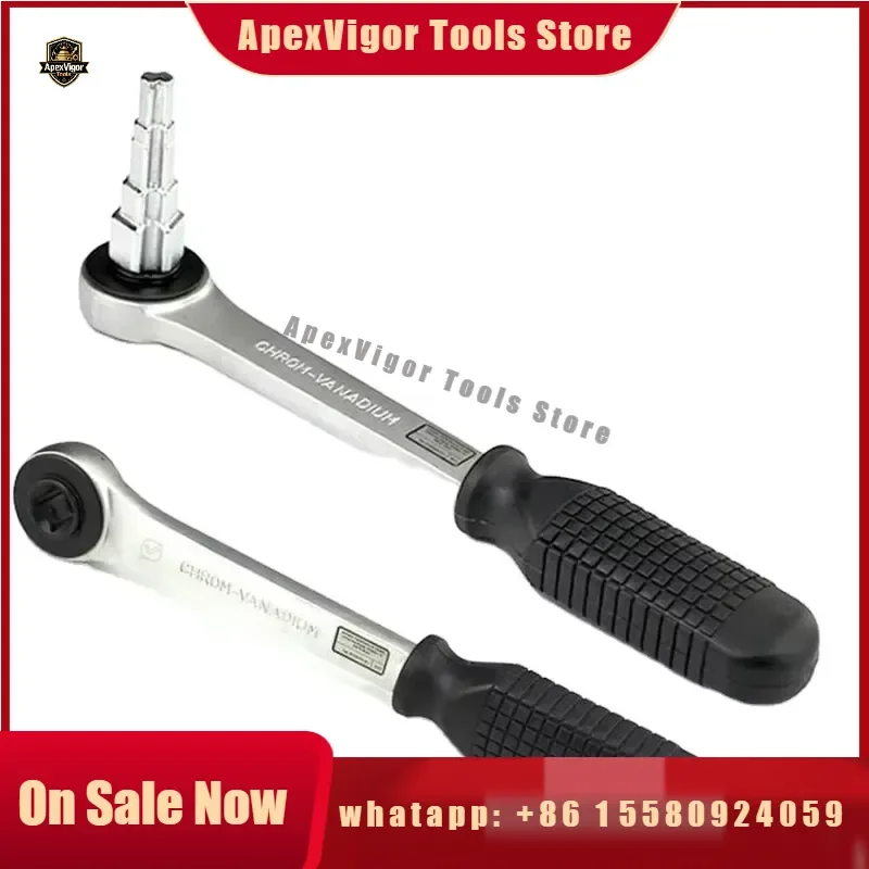 Durable 10-21mm Stepped Ratchet Handle Radiator Valves and Wrench Practical Multiuse Hand Tool for Home and Garage Use