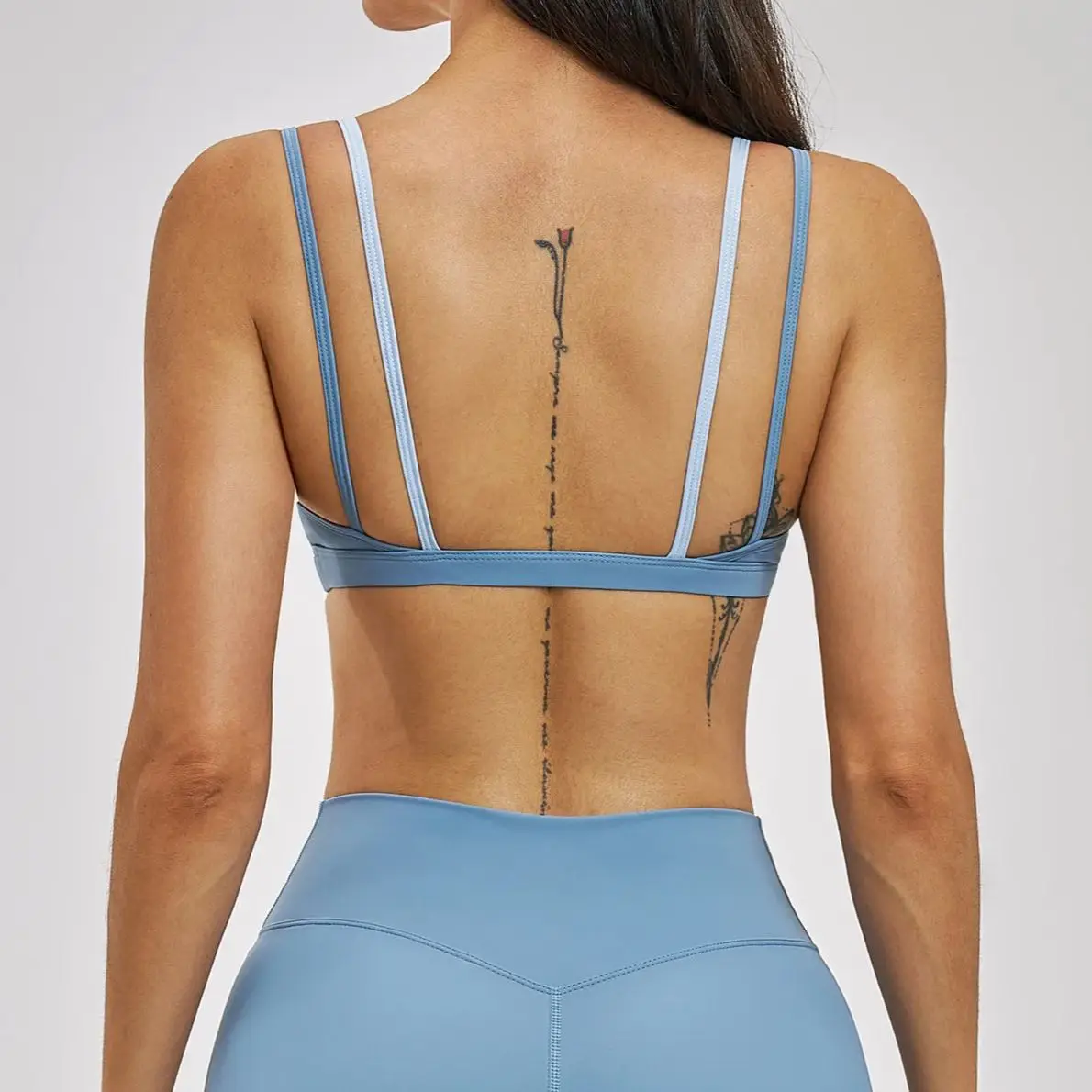 Ningyu Sports Bra Women Naked Back Yoga Bra Fake Two Piece Color Contrasting Sports Fitness Underwear Quick Drying Fitness Bra