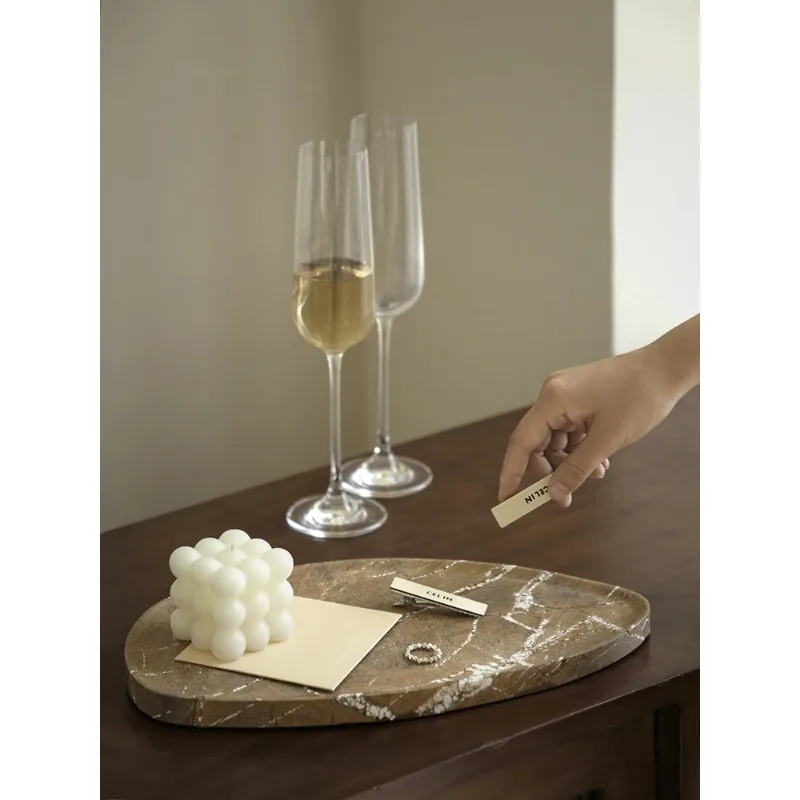 

Rainforest Brown Natural Marble Tray for Candle Perfume Soap Bottle Luxury Tray for Bathroom Vanity Dresser Home Decoration