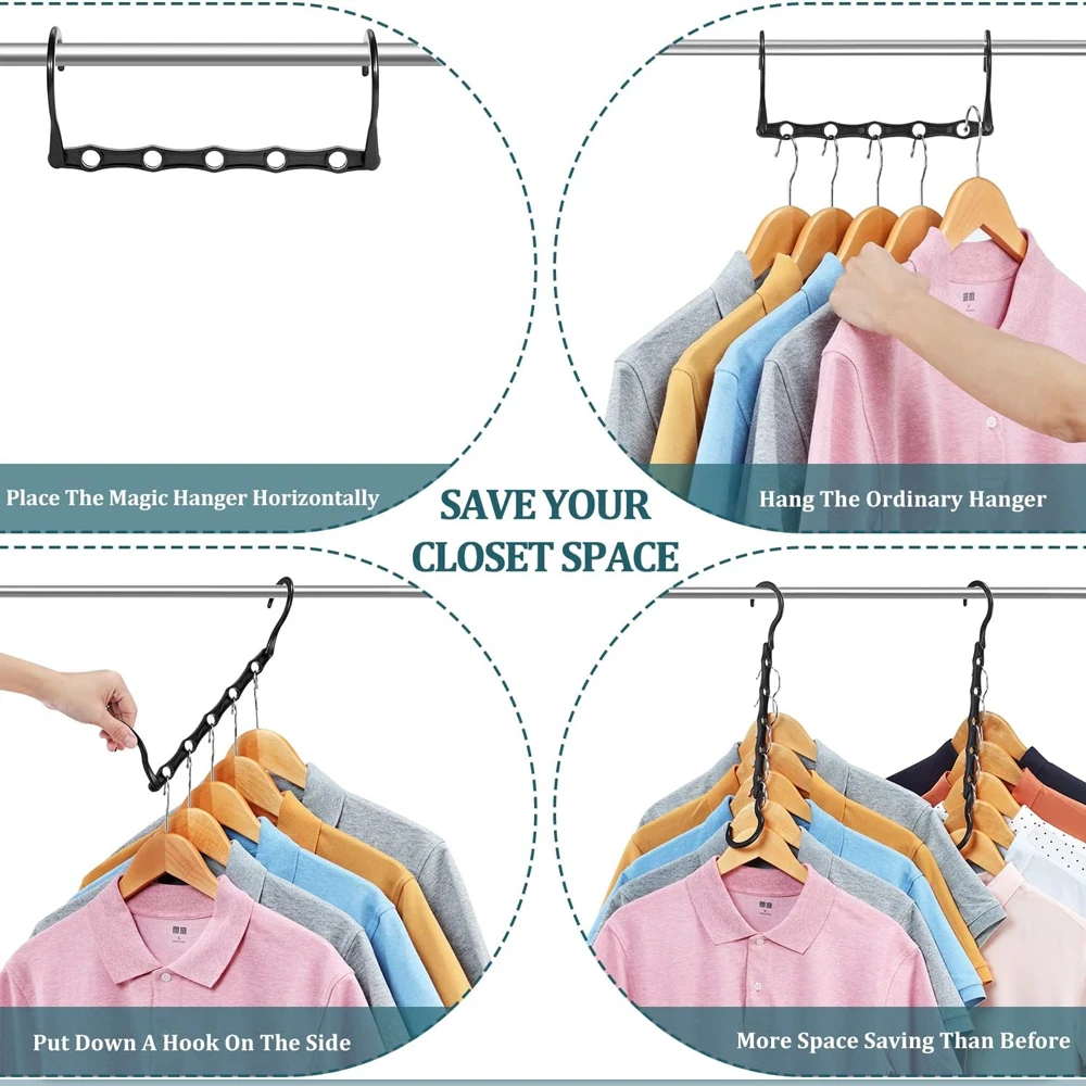 Multifunctional 5-hole Hook Plastic Clothes Racks Rotary Organizer Hangers Folding Hanger Folding Magic Closet Wardrobe Organize view 3
